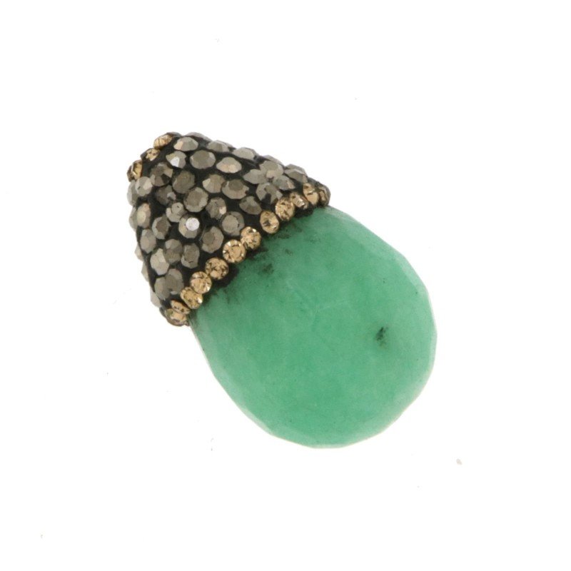 Marcasite strass goccia con giada crisoprasio sfac 13x22-23 mm 1pz