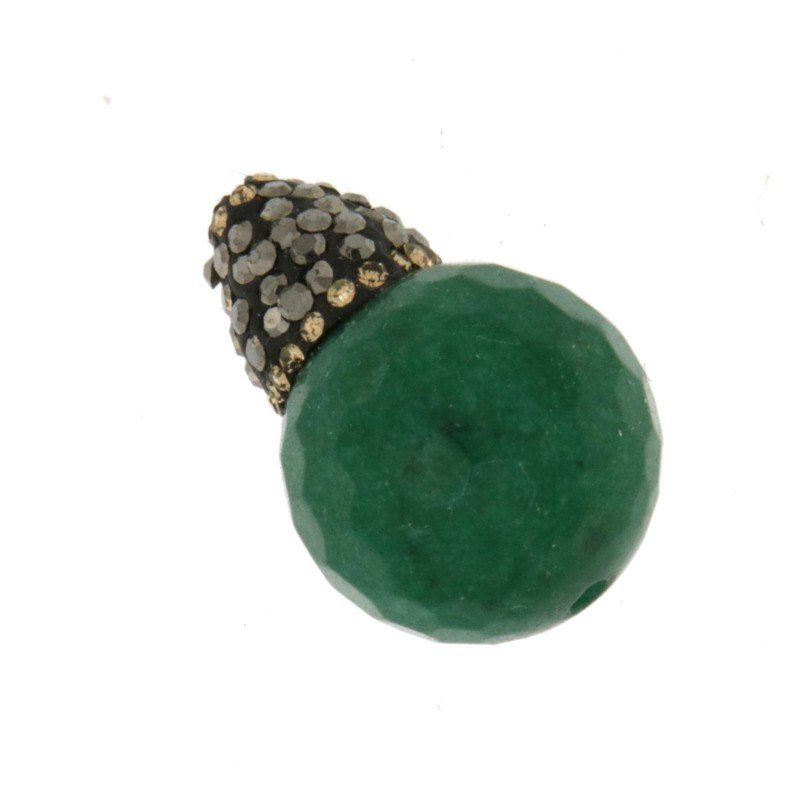 Marcasite strass goccia con giada smeraldo sfac 15x22-24mm 1pz