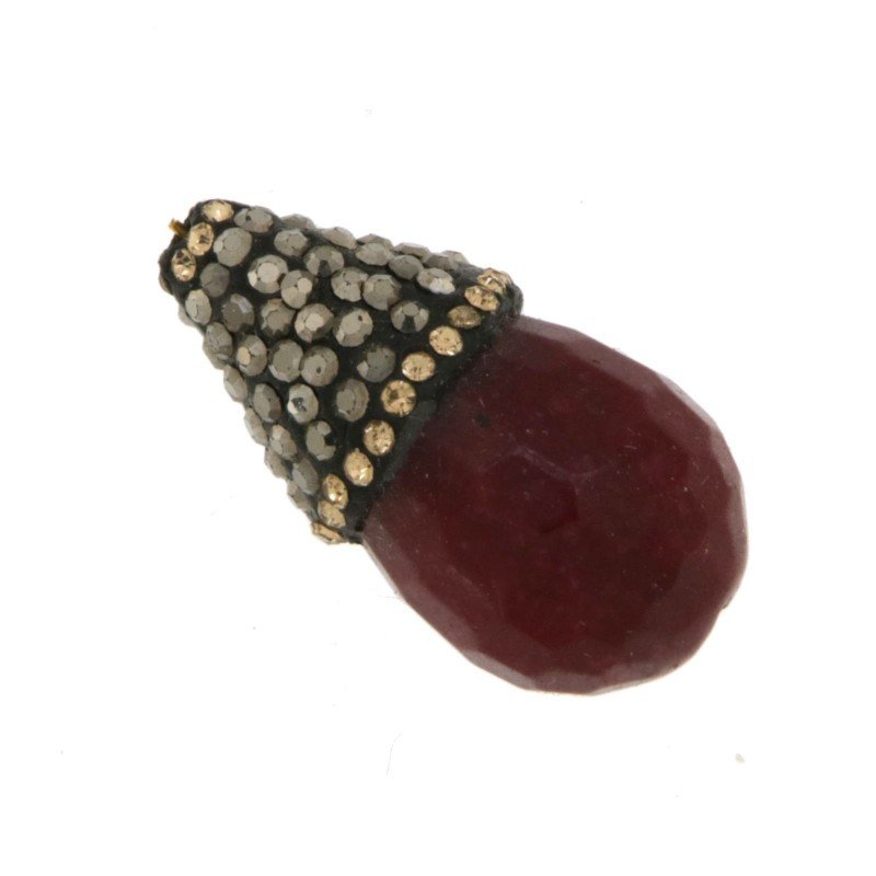 Marcasite strass goccia con giada rubino sfac 13x24-26 mm 1pz