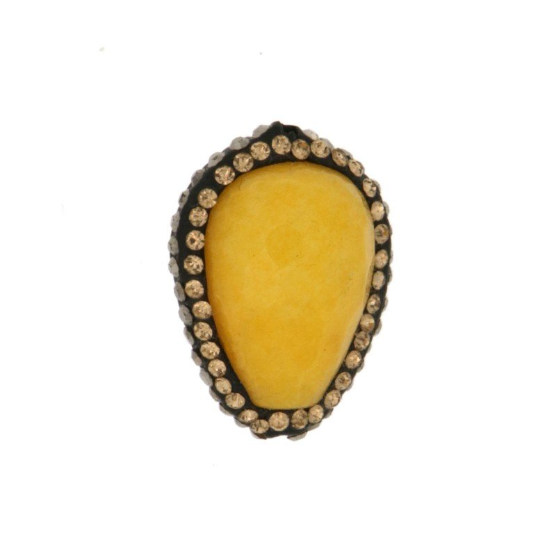 Marcasite strass goccia con giada gialla sfac 16x23mm 1pz