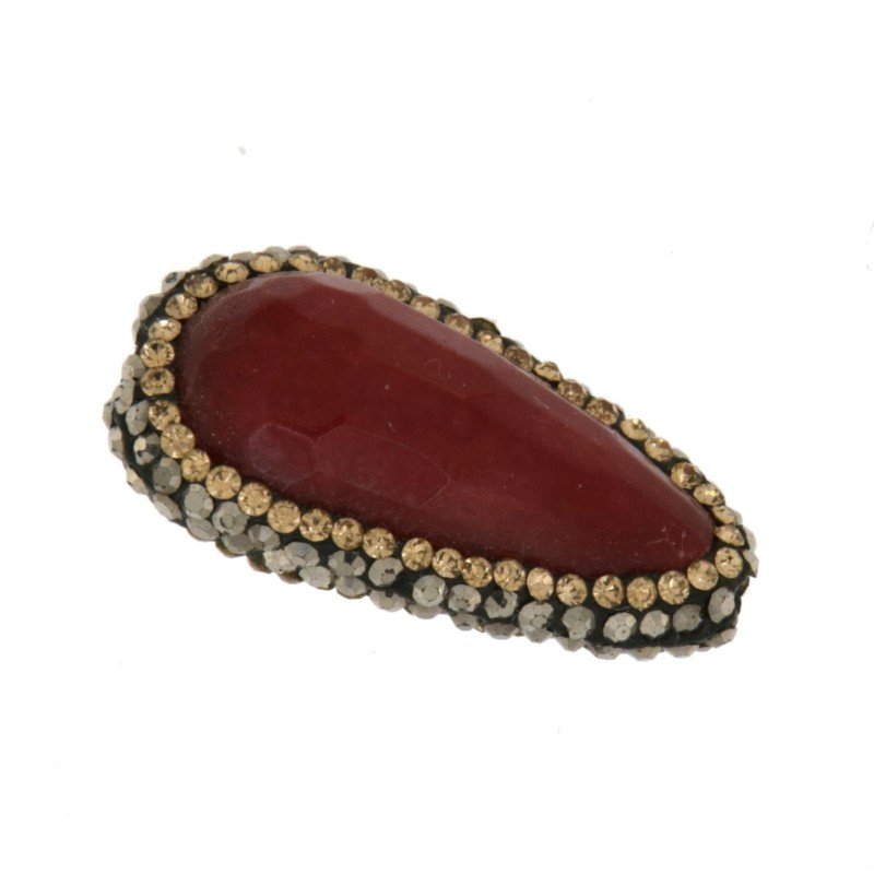 Marcasite strass goccia con giada rubino sfac 16x29-31mm 1pz