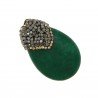 Marcasite strass goccia con giada smeraldo sfac 20x31-33mm 1pz