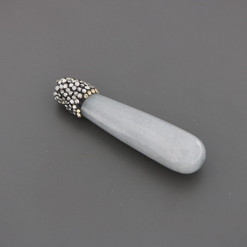 Marcasite Strass Con giada grigia sfac goccia allungata 12x53-58 mm 1pz