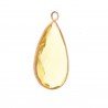 Cabochon Bordato Di Ottone Con Cristallo Giallo Goccia A 1 Anellino 17x32 mm ramato 1pz