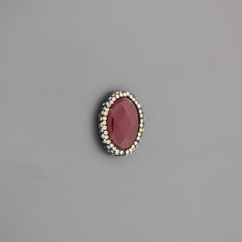Marcasite Strass Con giada rubino sfac striata ovale piatto 16x21 mm 1pz