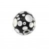 Perlina foro largo grande nero con cerchi d'argento di diverse dimensioni incisi 13.5x8.5mm 1pz