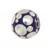 Perlina foro largo grande viola con cerchi d'argento su di esso 13.5x8.5mm 1pz
