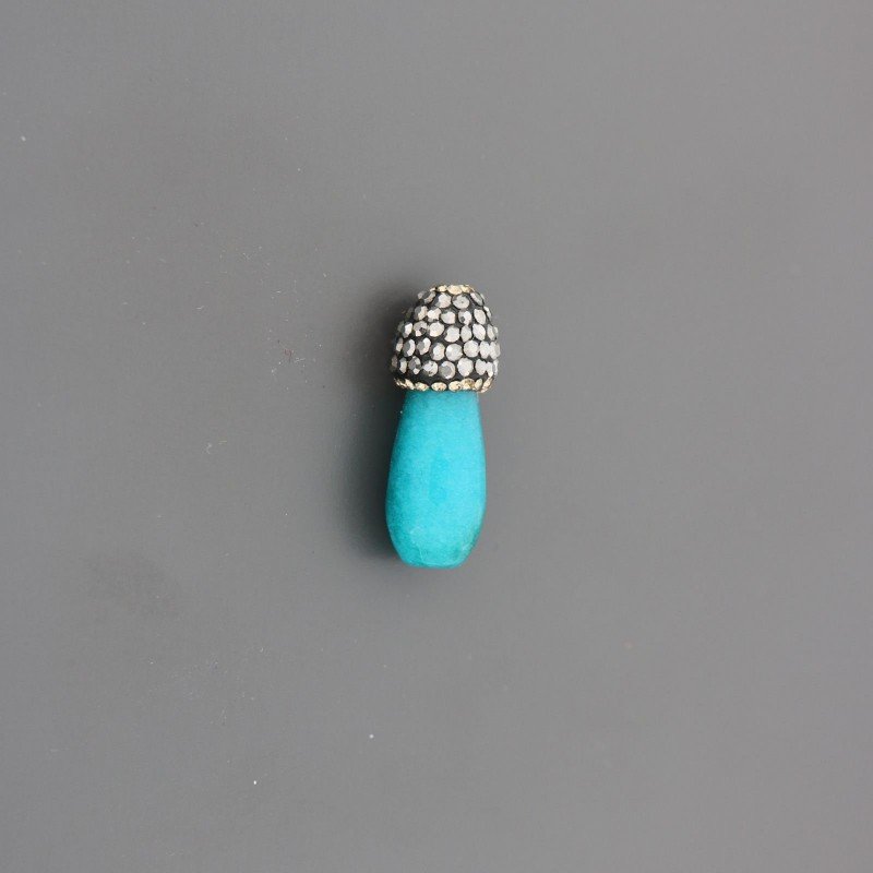 Marcasite Strass Con giada turchese sfac goccia 25x8 mm 1pz