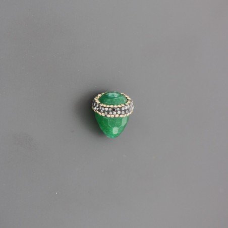 Marcasite Strass Con giada verde goccia 14x16mm 1pz