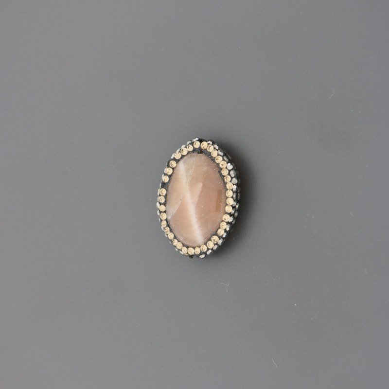 Marcasite Strass Con pietra di luna beige ovale piatta 19x23mm 1pz