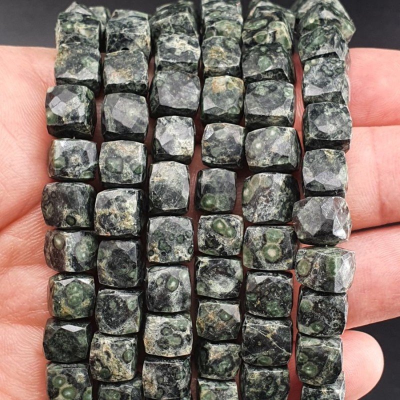 Agata Muschiata Naturale Perline Forma Cubetti Sfaccettato a Mano 10-12mm