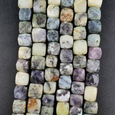 Opale Dendritica Naturale Perline Forma Cubetti Sfaccettato a Mano 08-10mm