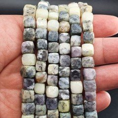 Opale Dendritica Naturale Perline Forma Cubetti Sfaccettato a Mano 08-10mm