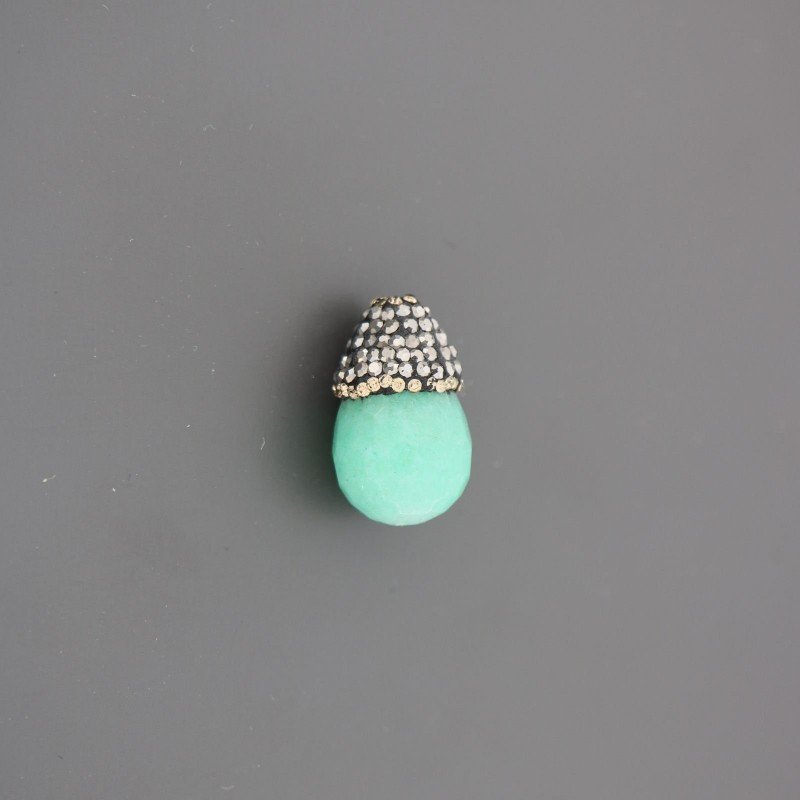 Marcasite strass goccia con giada crisoprasio sfac 13x22-23 mm 1pz