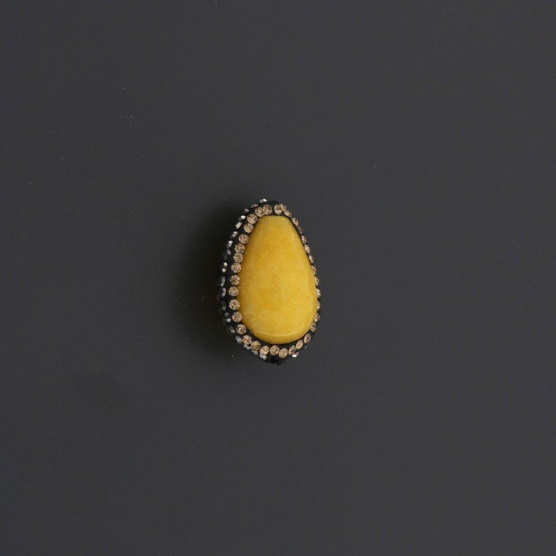 Marcasite strass goccia con giada gialla sfac 16x23mm 1pz