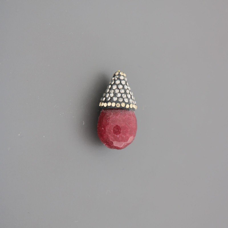 Marcasite strass goccia con giada rubino sfac 13x24-26 mm 1pz
