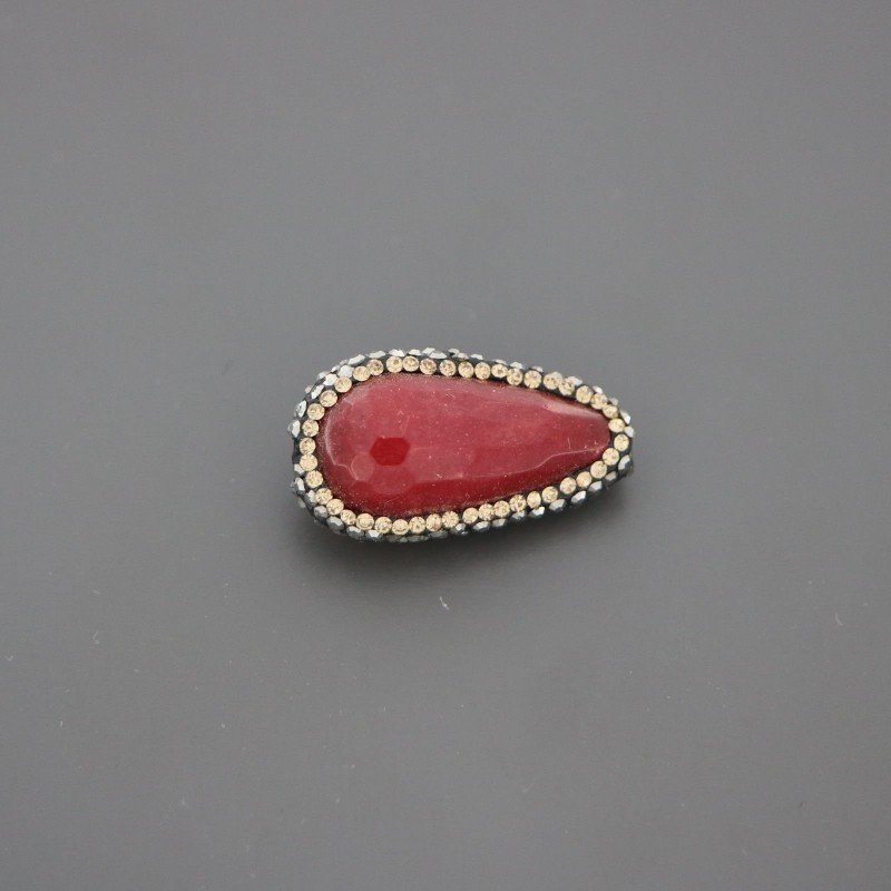Marcasite strass goccia con giada rubino sfac 16x29-31mm 1pz