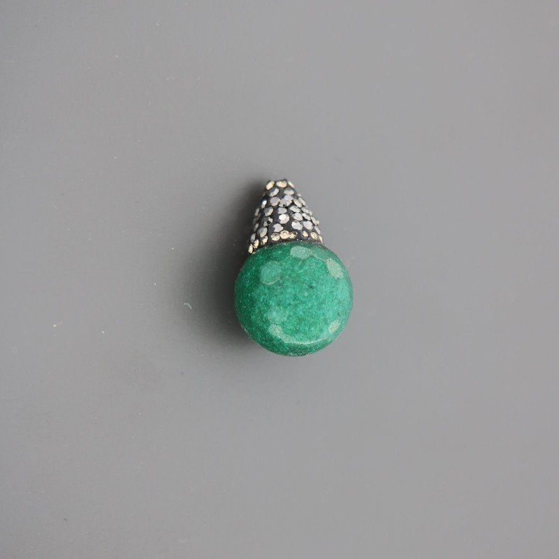 Marcasite strass goccia con giada smeraldo sfac 15x22-24mm 1pz