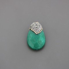 Marcasite strass goccia con giada smeraldo sfac 20x31-33mm 1pz