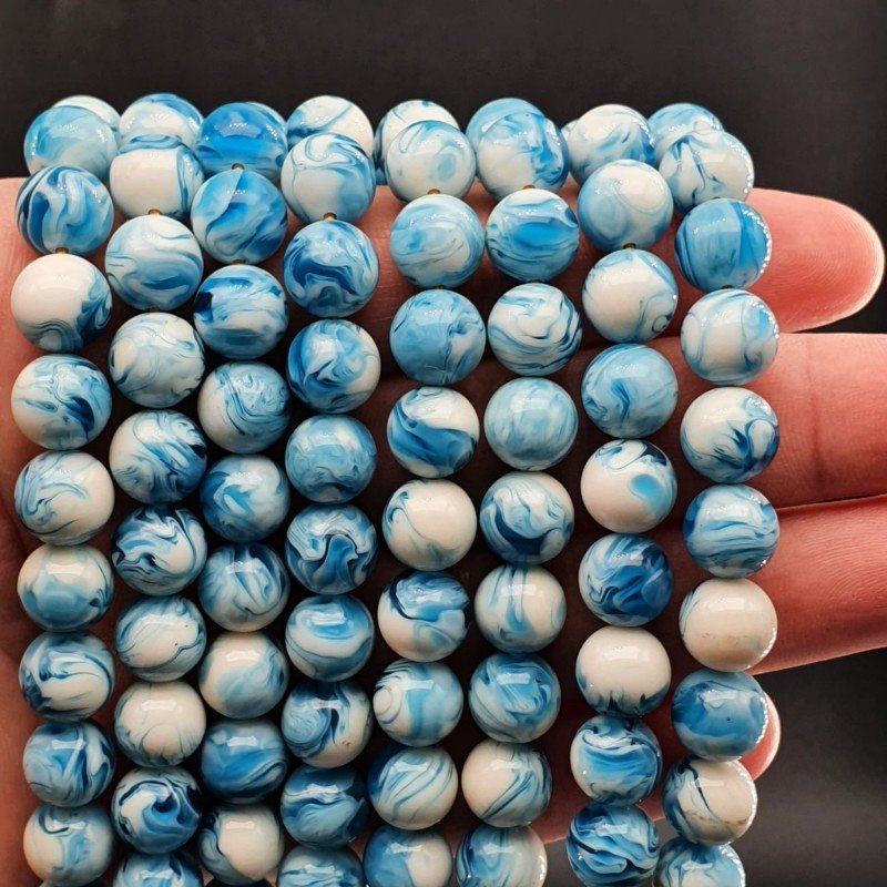 Resina Larimar Perline Forma Tondo Liscio 10mm