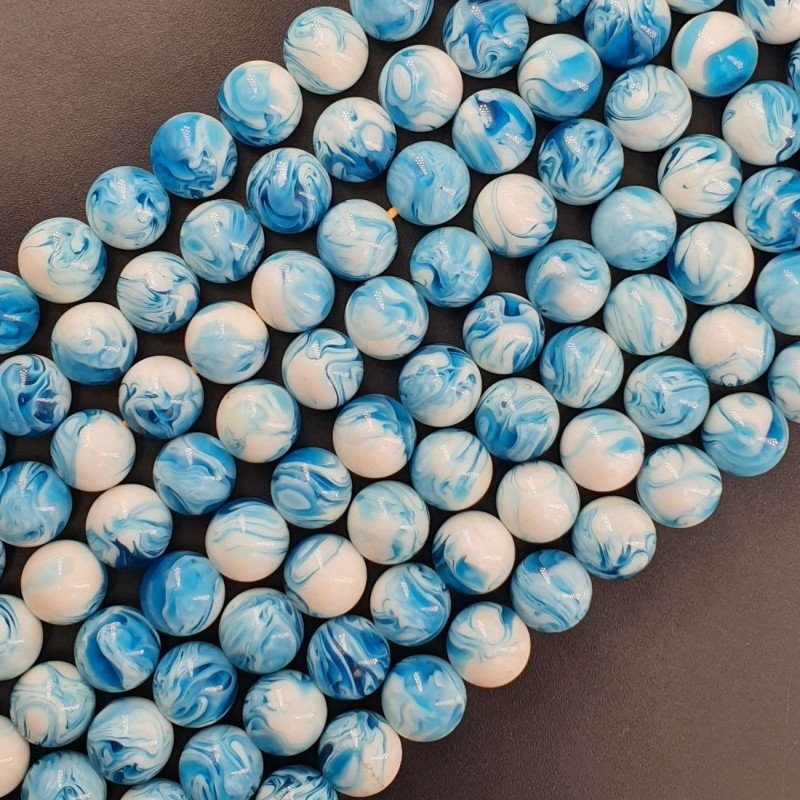 Resina Larimar Perline Forma Tondo Liscio 10mm