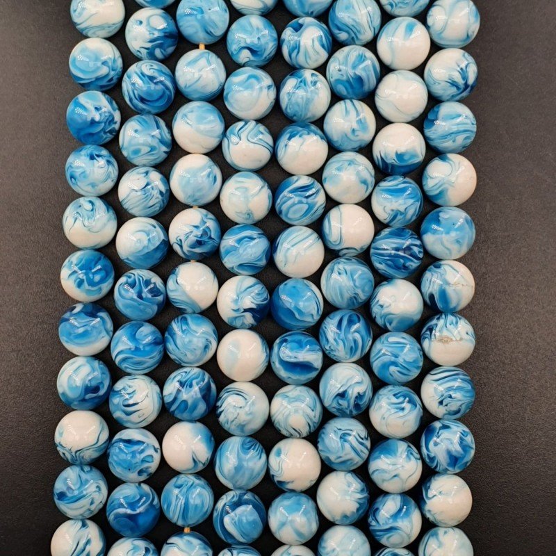 Resina Larimar Perline Forma Tondo Liscio 10mm