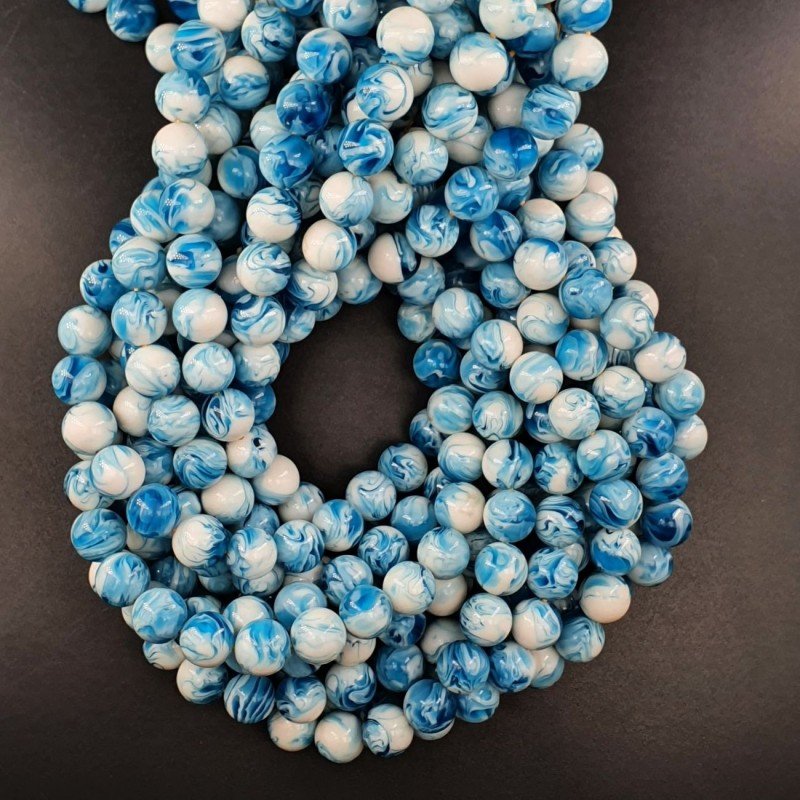Resina Larimar Perline Forma Tondo Liscio 10mm