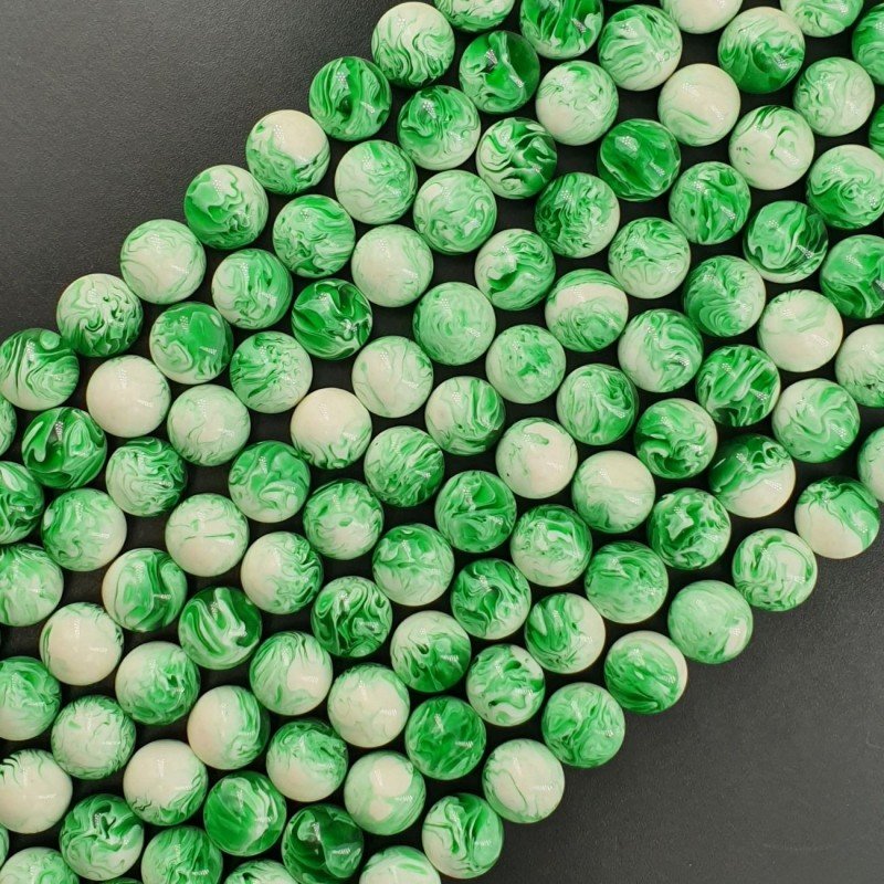 Resina Ambra Verde Perline Forma Tondo Liscio 10mm