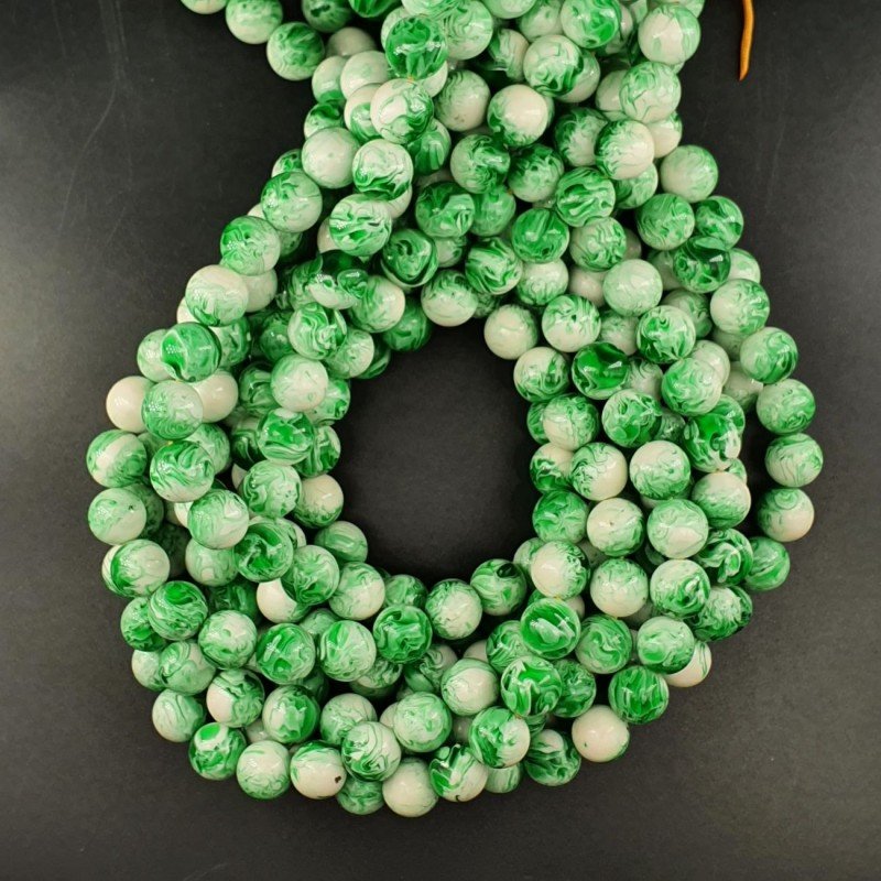 Resina Ambra Verde Perline Forma Tondo Liscio 10mm