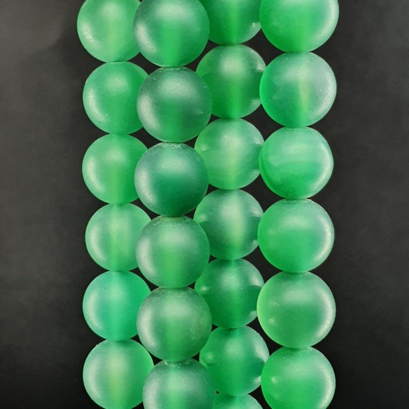 Agata Verde Satinato-Matte Perline Forma Tondo Liscio 10mm