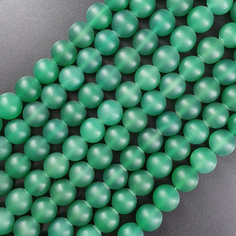 Agata Verde Satinato-Matte Perline Forma Tondo Liscio 10mm