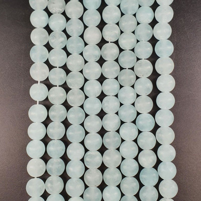 Agata Celeste Satinato-Matte Perline Forma Tondo Liscio 10mm