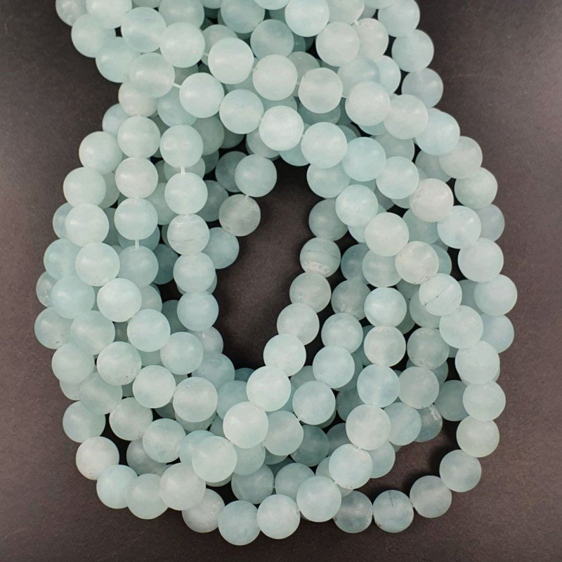 Agata Celeste Satinato-Matte Perline Forma Tondo Liscio 10mm