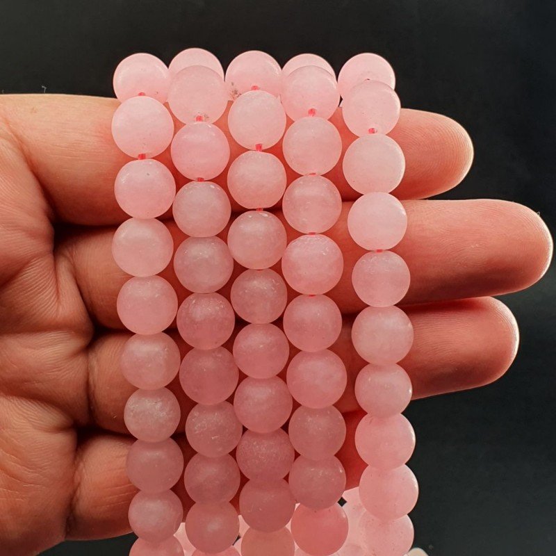 Giada Rosa Perline Forma Tondo Liscio Satinato-Matte 10mm