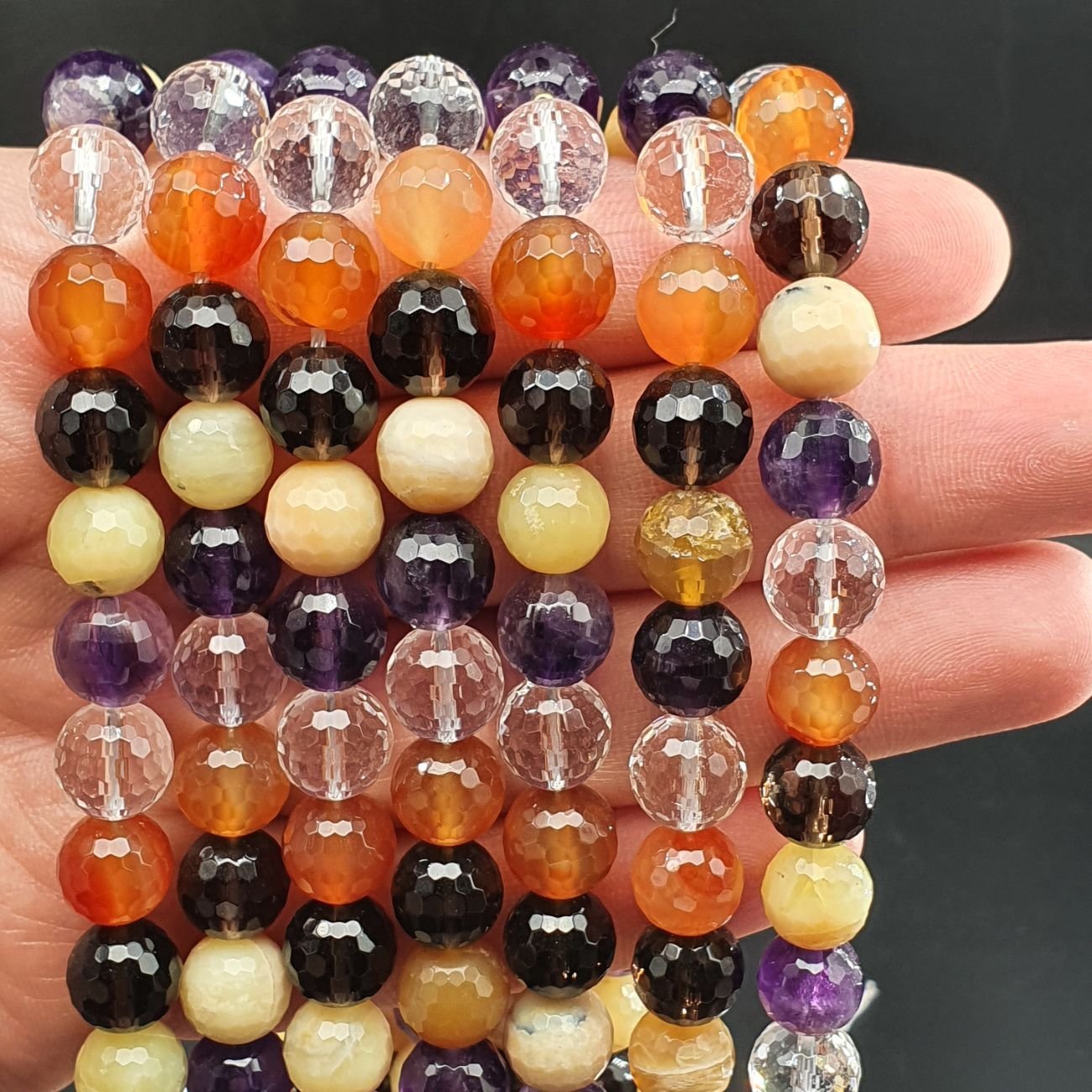Quarzo Multicolore Perline Forma Tondo Sfaccettato 10mm