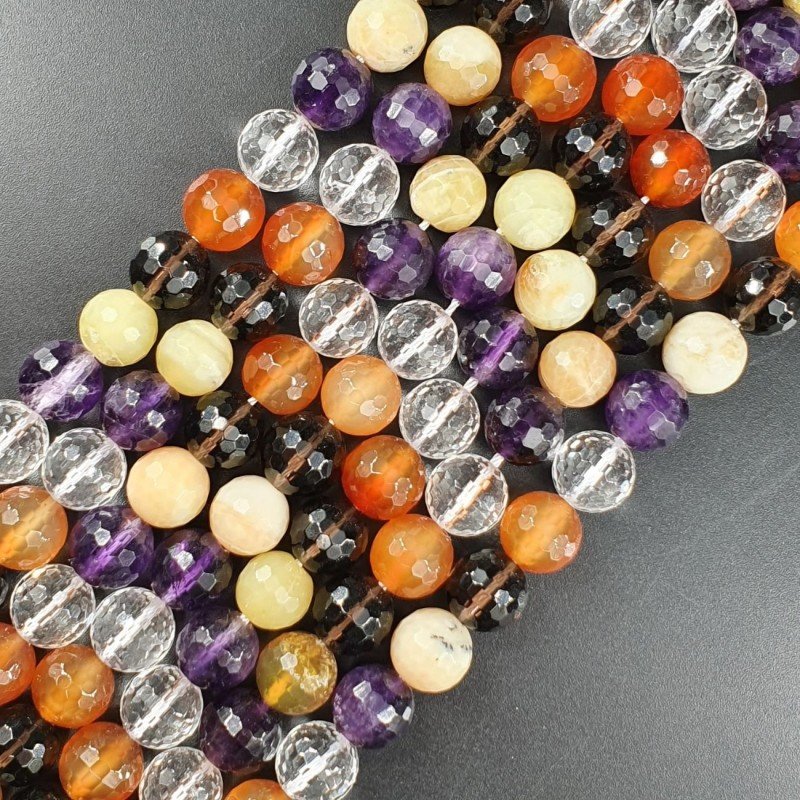 Quarzo Multicolore Perline Forma Tondo Sfaccettato 10mm