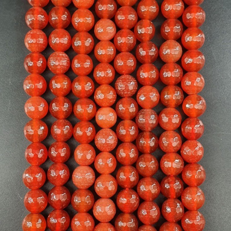 Corniola Perline Forma Tondo Sfaccettato 10mm