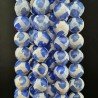 Agata Tibetana Blu Bianco Perline Forma Tondo Sfaccettato 10mm
