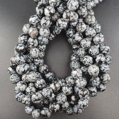 Ossidiana Fiocco Di Neve Perline Forma Tondo Sfaccettato 10mm