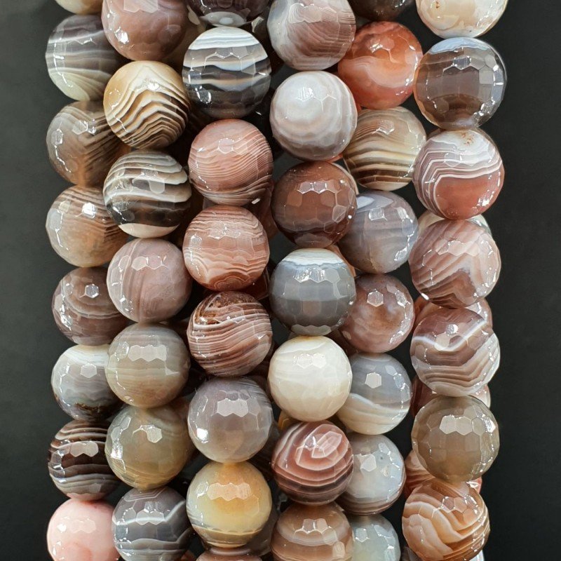 Agata Botswana Perline Forma Tondo Sfaccettato 10mm