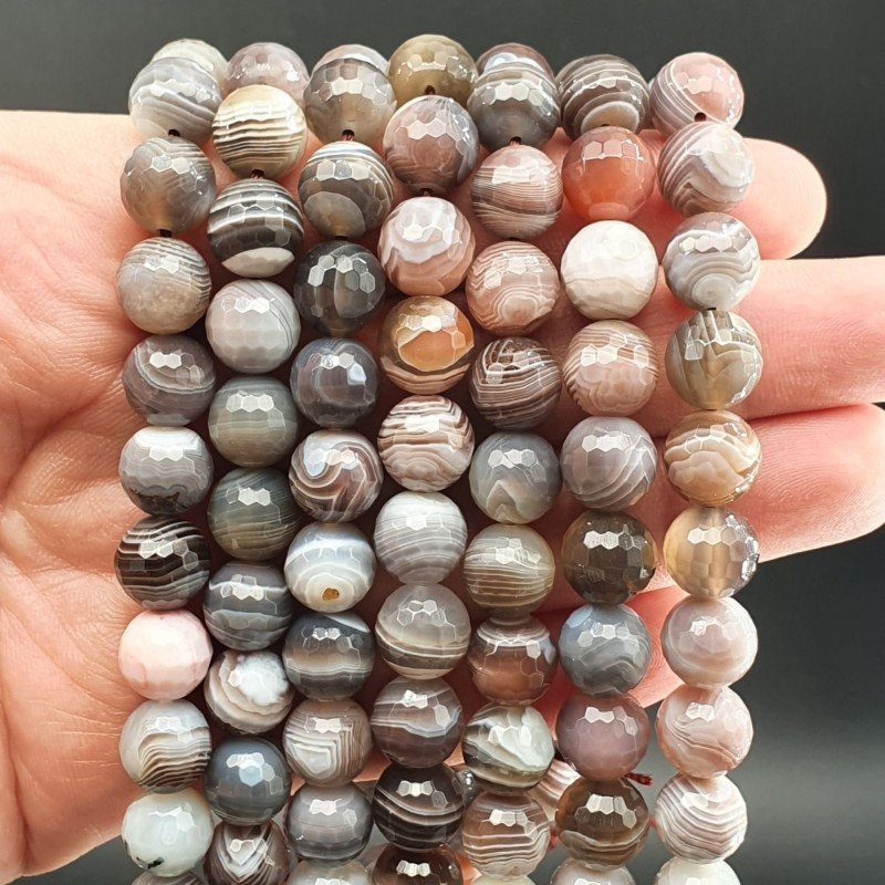 Agata Botswana Perline Forma Tondo Sfaccettato 10mm