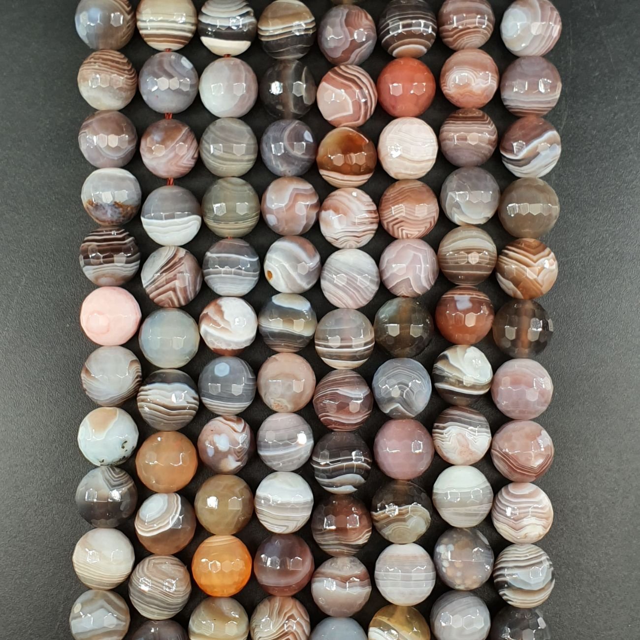 Agata Botswana Perline Forma Tondo Sfaccettato 10mm