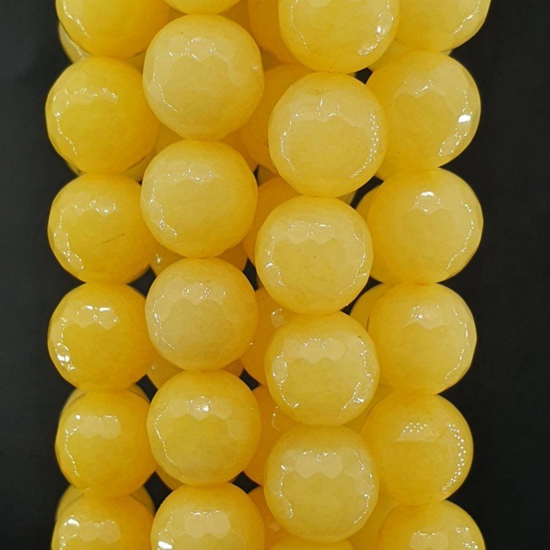 Giada Gialla Perline Forma Tondo Sfaccettato 10mm