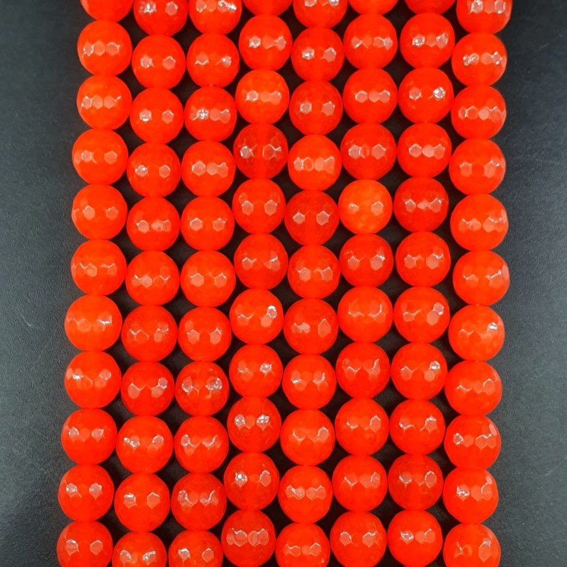 Giada Arancione Fluo Perline Forma Tondo Sfaccettato 10mm Giada Arancione Fluo Perline Forma Tondo Sfaccettato 10mm