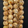 Agata Tibetana Beige Marrone Perline Forma Tondo Sfaccettato 10mm