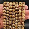 Agata Tibetana Beige Marrone Perline Forma Tondo Sfaccettato 10mm