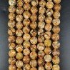 Agata Tibetana Beige Marrone Perline Forma Tondo Sfaccettato 10mm