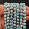 Agata Tibetana Celeste Grigio Perline Forma Tondo Sfaccettato 10mm