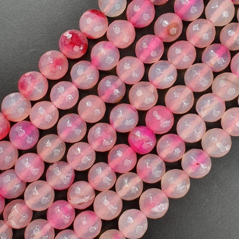 Agata Brasiliana Fucsia Perline Forma Tondo Sfaccettato 10mm