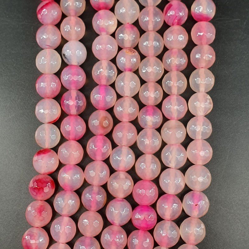 Agata Brasiliana Fucsia Perline Forma Tondo Sfaccettato 10mm